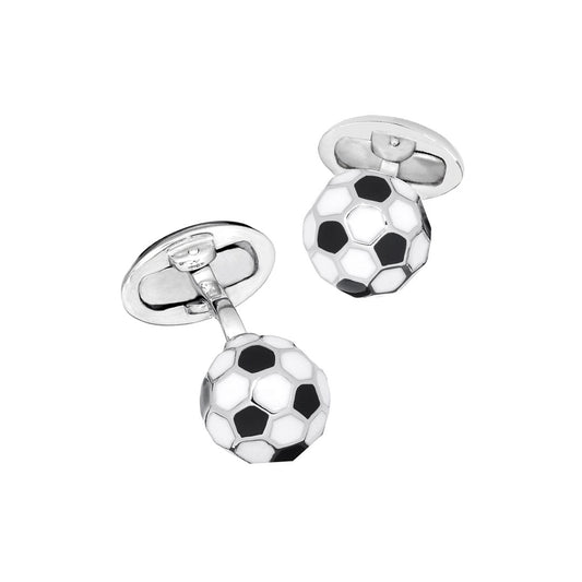 3D black and white enamel soccer ball sterling silver cufflinks — Jan Leslie