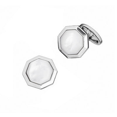 Mother of Pearl Octagon Gemstone Cufflinks  by Jan Leslie