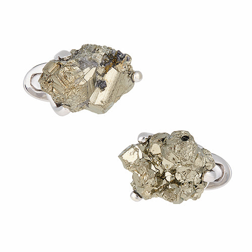 Pyrite Gemstone Sterling Silver Cufflinks Cufflinks Jan Leslie Cufflinks and Accessories Silver Jan Leslie