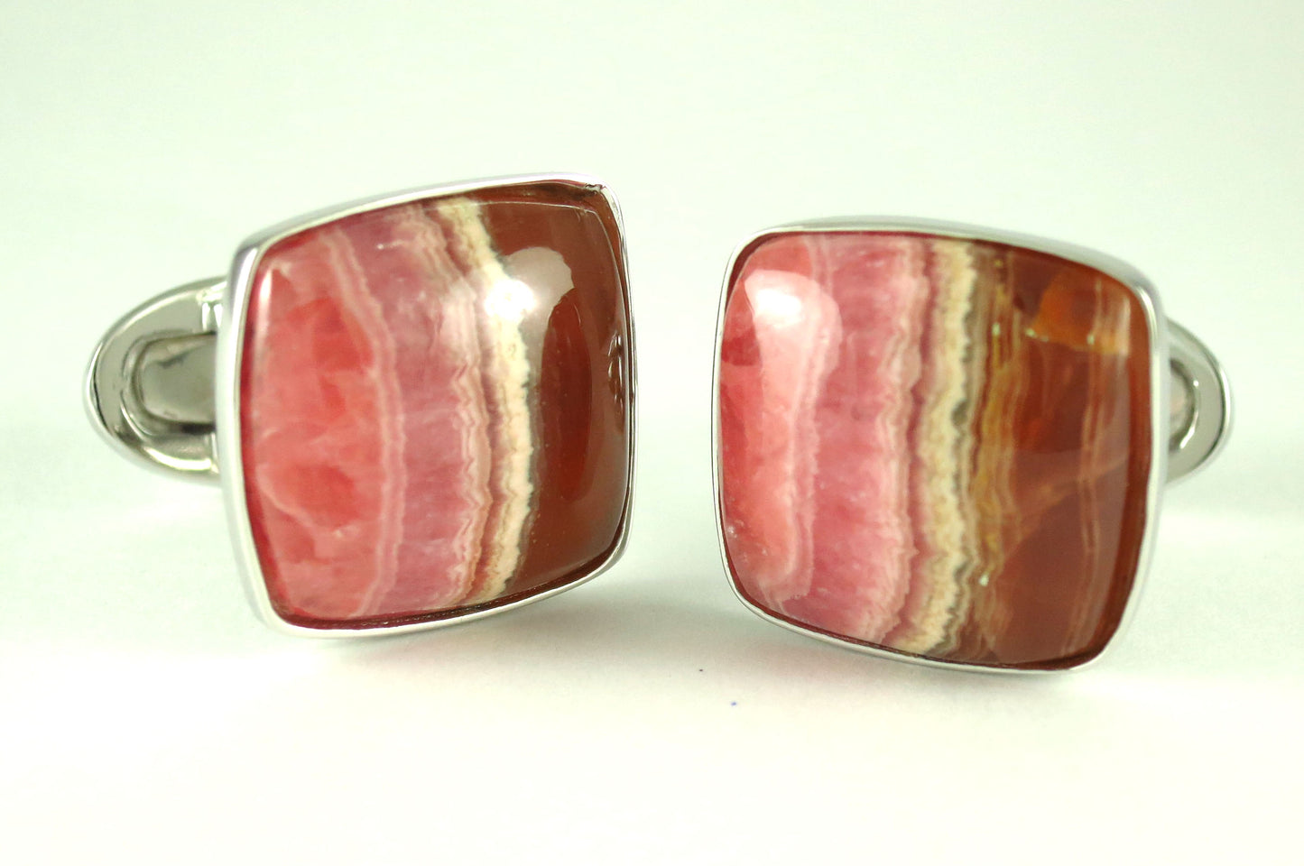 Honey Rhodochrosite Sterling Silver Cufflinks I Jan Leslie
