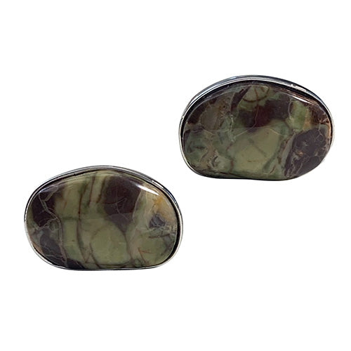 Mushroom Jasper Sterling Silver Cufflinks Cufflinks Jan Leslie Cufflinks and Accessories Oval Jan Leslie