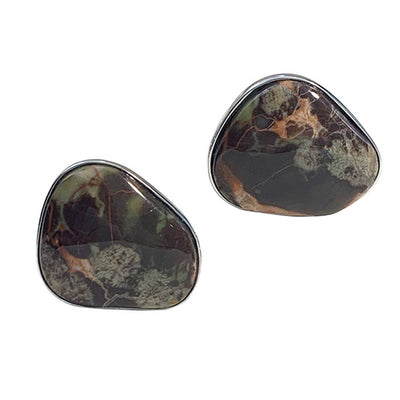 Mushroom Jasper Sterling Silver Cufflinks Cufflinks Jan Leslie Cufflinks and Accessories Freeform-B Jan Leslie