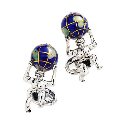 Atlas Carrying the World Sterling Silver Cufflinks - Jan Leslie Cufflinks and Accessories