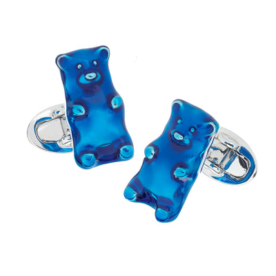 Gummy Bear Sterling Silver & Enamel Cufflinks in blue enamel I Jan Leslie Cufflinks and Accessories. 