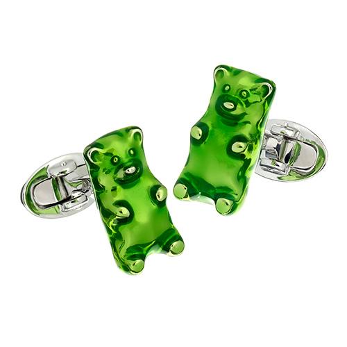 Gummy Bear Sterling Silver & Enamel Cufflinks in green enamel I Jan Leslie Cufflinks and Accessories. 