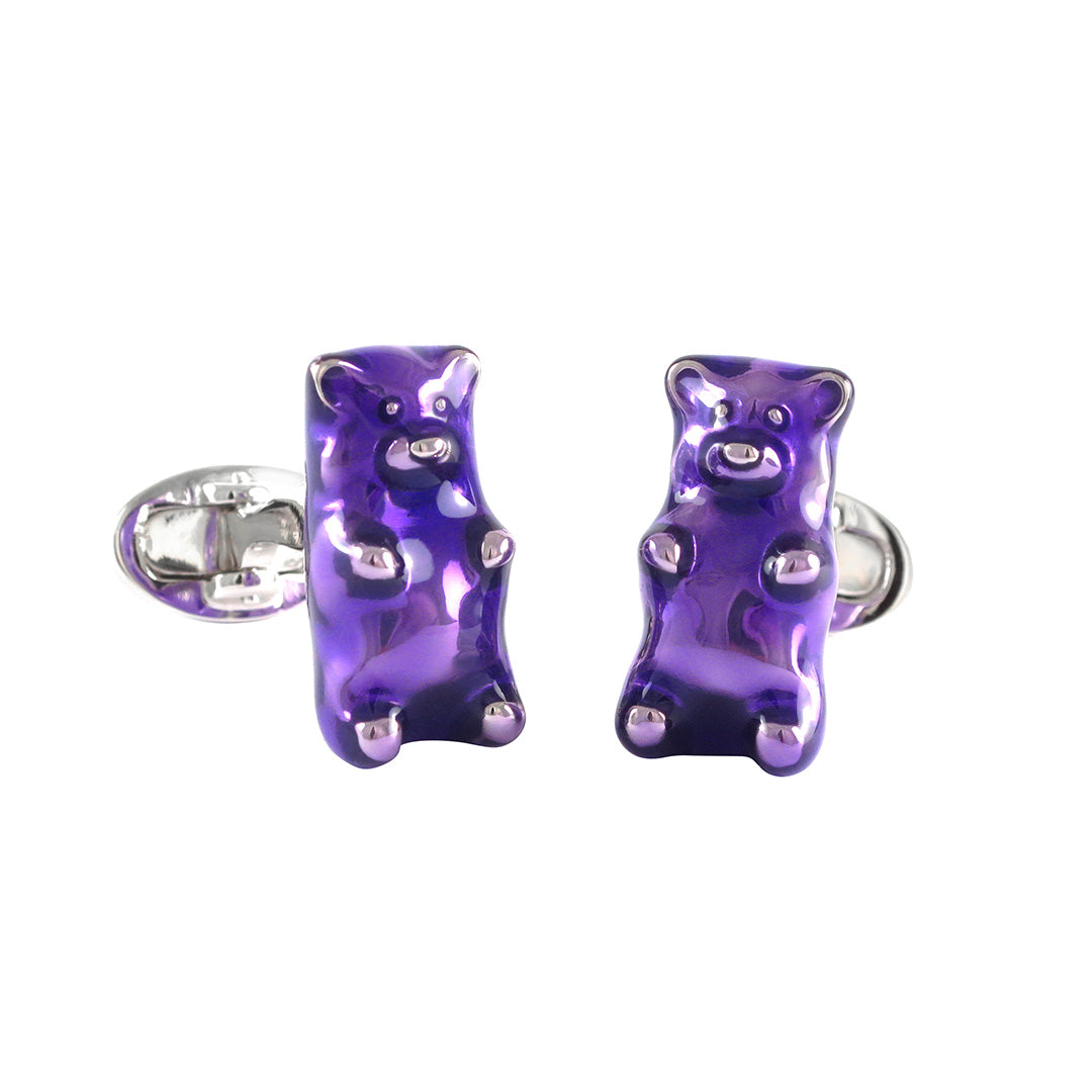 Gummy Bear Sterling Silver & Enamel Cufflinks in purple enamel I Jan Leslie Cufflinks and Accessories. 