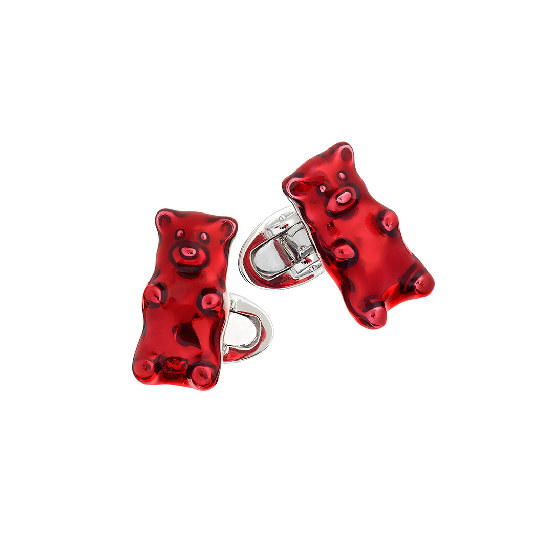 Gummy Bear Sterling Silver & Enamel Cufflinks in red enamel I Jan Leslie Cufflinks and Accessories. 