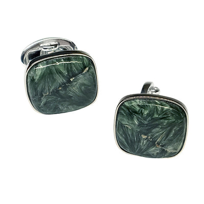 Seraphinite Sterling Silver Cufflinks Cufflinks Jan Leslie Cufflinks and Accessories Square Jan Leslie