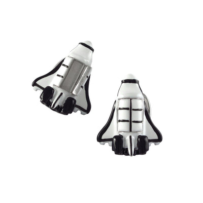 Space Shuttle Sterling Silver and Enamel Cufflinks with enamel painted opening shuttle doors I Jan Leslie Cufflinks and Accessories. 