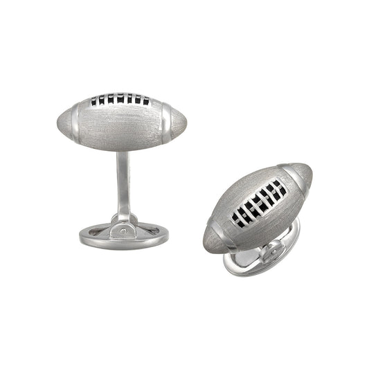 Football Brushed Sterling Silver Cufflinks  I Jan Leslie Cufflinks and Accessories.