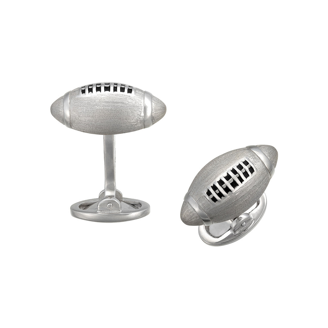 Football Brushed Sterling Silver Cufflinks  I Jan Leslie Cufflinks and Accessories. 