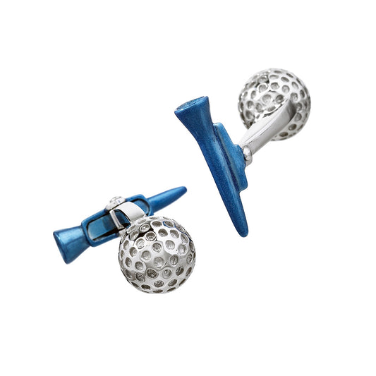 Golf Ball and Tee Sterling Silver Cufflinks I Jan Leslie Cufflinks and Accessories.