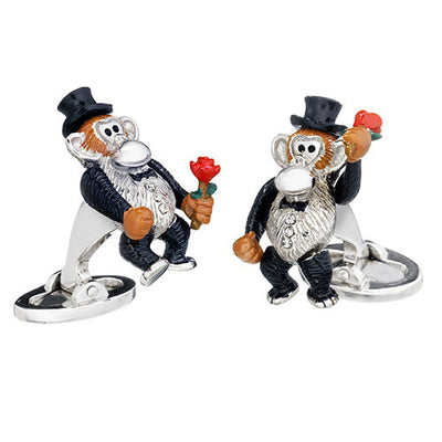 Moving Black Tie Monkey Cufflinks - Jan Leslie Cufflinks and Accessories