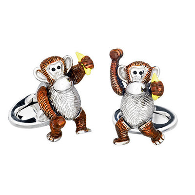 Monkey with Banana Moving Cufflinks - Jan Leslie Cufflinks and Accessories