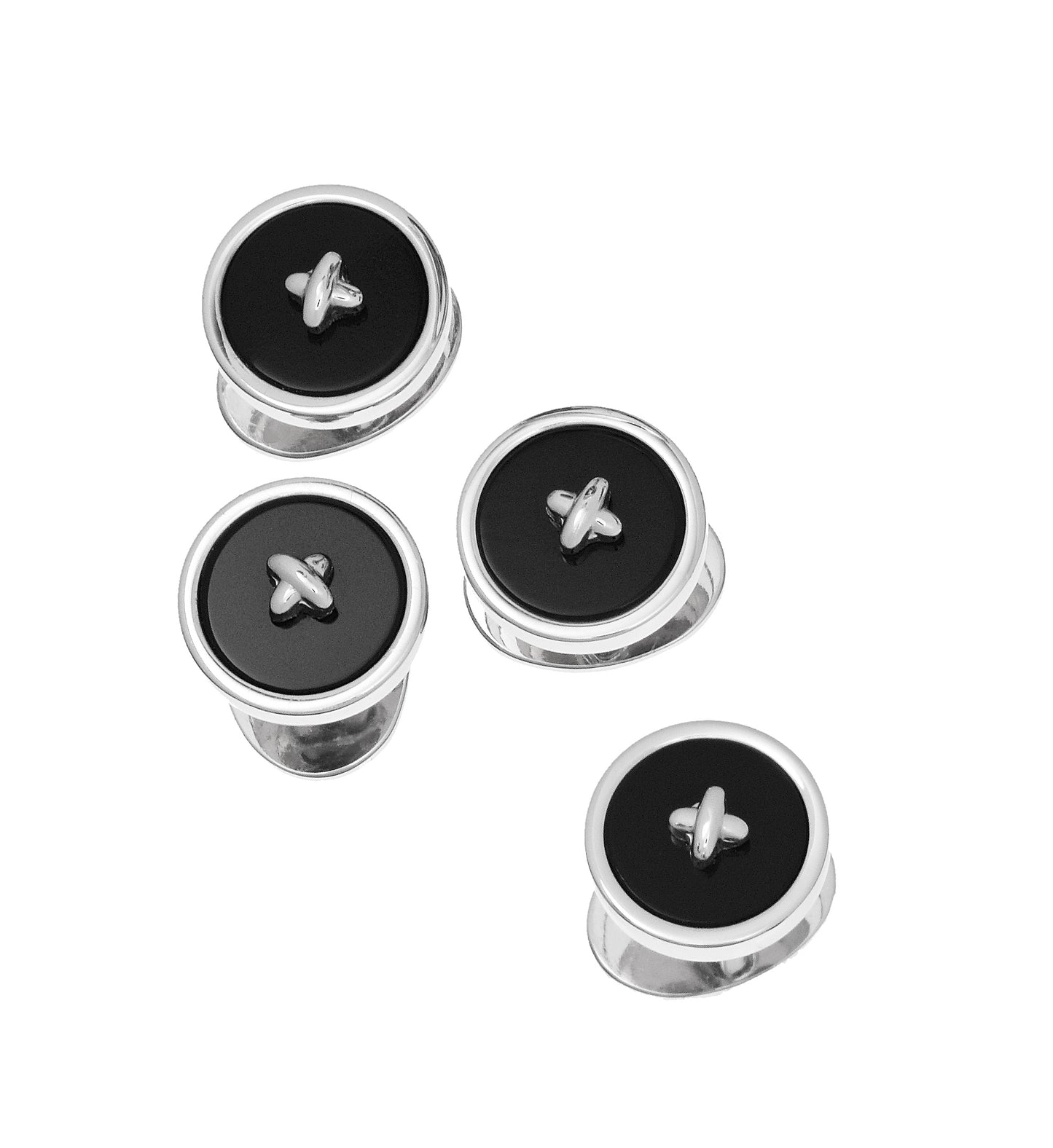 Button Classic Gemstone Sterling Tuxedo Studs