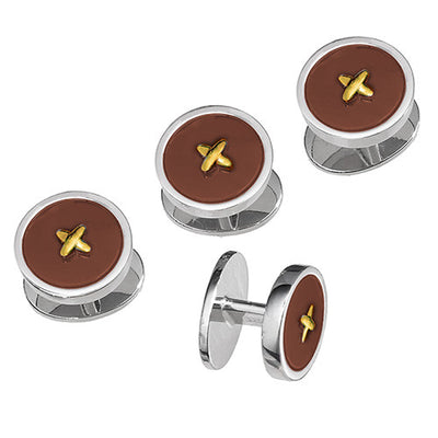 Gemstone Button Tuxedo Studs with red agate- Jan Leslie Cufflinks and Accessories