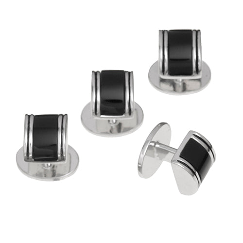 Rectangular Curved Gemstone Sterling Silver Tuxedo Studs Studs Only Jan Leslie Onyx Jan Leslie