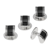 Rectangular Curved Gemstone Sterling Silver Tuxedo Studs Studs Only Jan Leslie Onyx Jan Leslie
