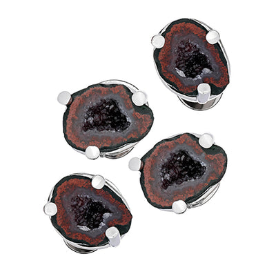 Druzy Crystallized Gemstone Tuxedo Studs - Jan Leslie Cufflinks and Accessories