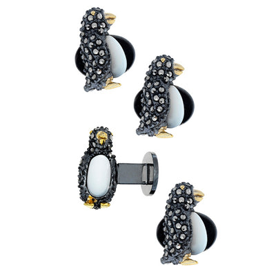 Gemstone Penguin Tuxedo Studs - Jan Leslie Cufflinks and Accessories