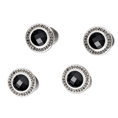 Gemstone Tuxedo Studs with Marcasite Pave Borders - Jan Leslie Cufflinks and Accessories