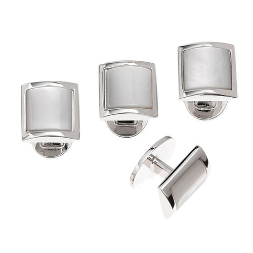 Square Domed Gemstone Sterling Silver Tuxedo Studs Studs Only Jan Leslie Mother of Pearl Jan Leslie