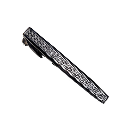 Greek Pattern Sterling Silver Tie Bar in gunmetal I Jan Leslie Cufflinks and Accessories.