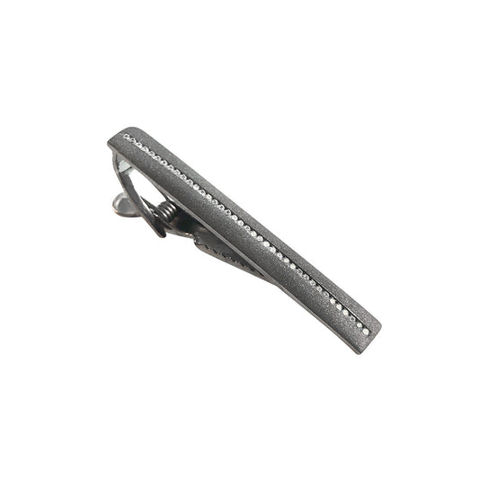 Gunmetal Sterling Silver Tie Bar with CZ stones I Jan Leslie Cufflinks and Accessories.