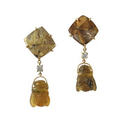 Formentera 18K Gold One of a Kind Gemstone Earrings I Jan Leslie Bespoke earrings.