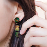 18k One of a Kind 3-Tier Gemstone Earrings Copper