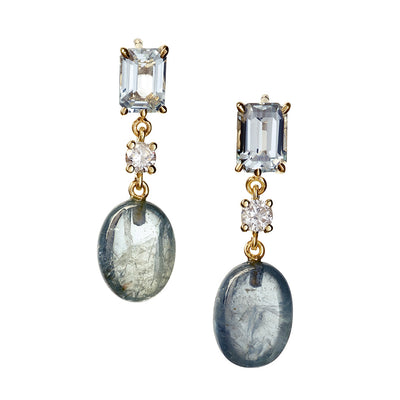 Blue Lagoon Aquamarine 18K Gold One of a Kind Gemstone Earrings I Jan Leslie Bespoke Earrings. 