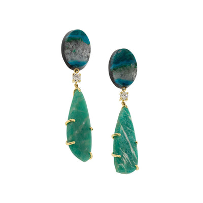 Arashiyama 18K Gold One of a Kind Gemstone Earrings I Jan Leslie Bespoke Earrings 