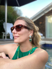 18K One of a Kind & 2-Tier Gemstone Earrings:& Green Stalactite, Faceted Emerald &  Diamond