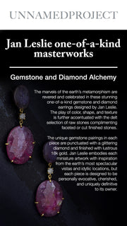 Pink Sapphire, Purple Star of Sapphire & Diamond  18K Gold One of a Kind Gemstone Earrings
