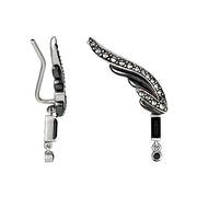 Black Swan Climber Sterling Enamel & Gemstone Earring Dangle Earrings Jan Leslie Jan Leslie