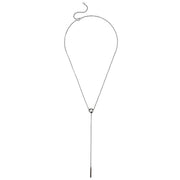 Marcasite pavé knot sterling silver Y-necklace with bar pendant