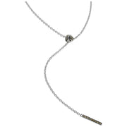 Marcasite pavé knot sterling silver Y-necklace with adjustable slide and bar pendant