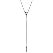 Marcasite pavé knot sterling silver Y-necklace with adjustable slide and bar pendant