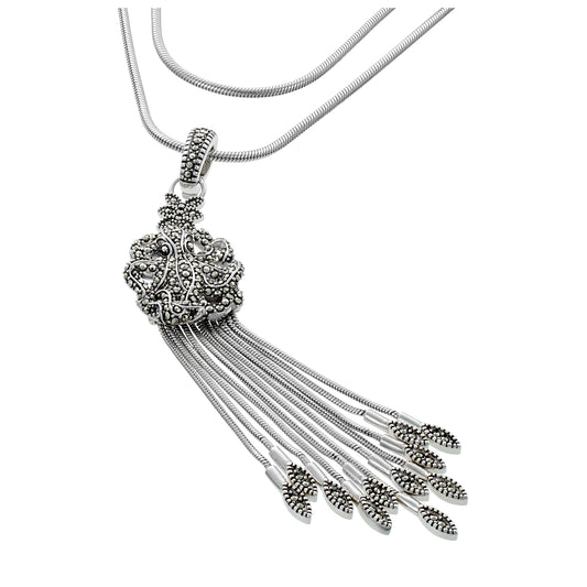 Stardust Octopus Pave' Dancing Fringe Sterling Silver Necklace