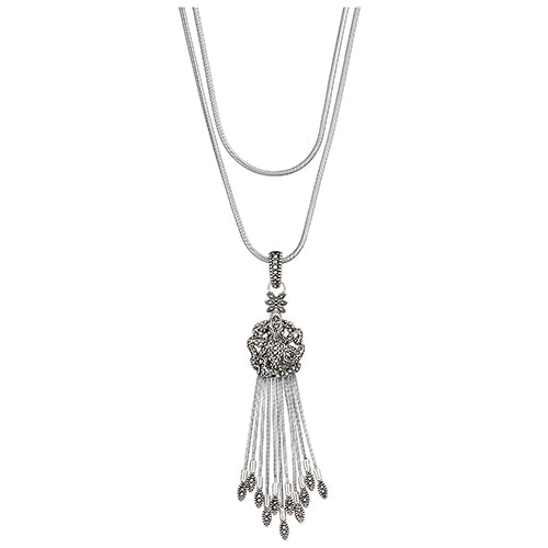 Stardust Octopus Pave' Dancing Fringe Sterling Silver Necklace
