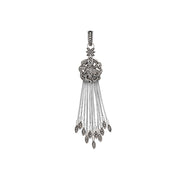 Marcasite pavé filigree ball tassel pendant with marquise talon fringe on sterling silver