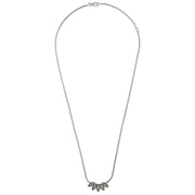 Marcasite pavé three-leaf cluster sterling silver necklace on snake chain