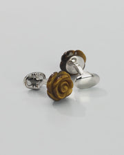 Rose Hand-Carved Sterling Cufflinks