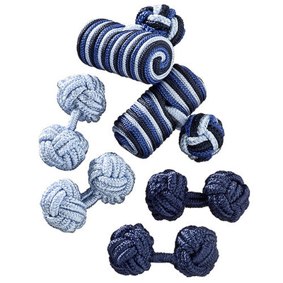 Blue Silk Knot Cufflink Curation - Jan Leslie Cufflinks and Accessories