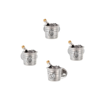 Champagne Bucket Sterling Silver Tuxedo Studs I Jan Leslie Cufflinks and Accessories. 