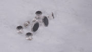 180 view of Jan Leslie's Octagon Gemstone with Antique Border Sterling Silver Cufflinks and Tuxedo Studs in black onyx. 