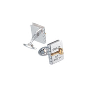 Back and front view of the Guilty or Not Guilty Moving Spinner Sterling Silver Cufflinks. 