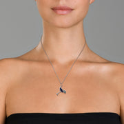 Enamel martini glass charm necklace with matte black enamel bowl