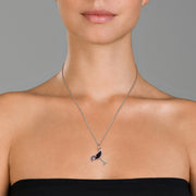 Enamel martini glass charm necklace with deep navy enamel bowl