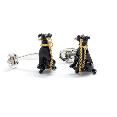 Dog on Leash with 24K Vermeil Detail Sterling Silver Cufflinks I Jan Leslie Cufflinks and Accessories. 